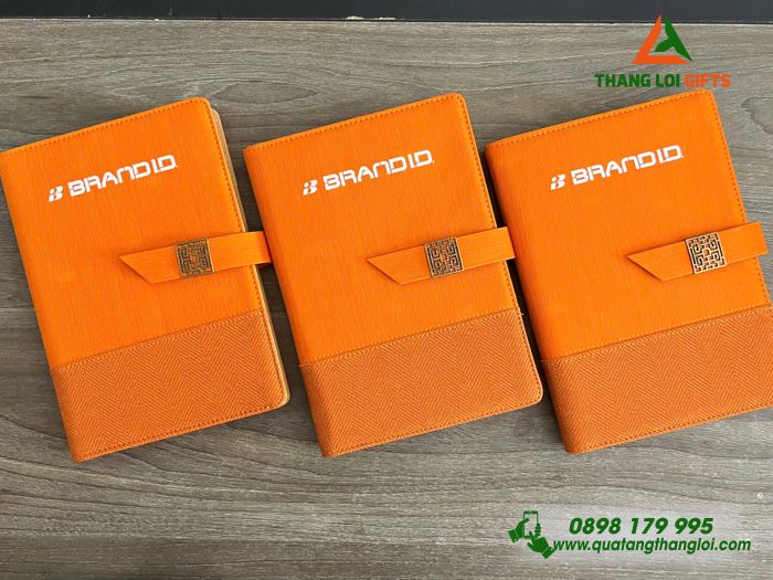 Sổ Tay Bìa Còng Màu Cam - In Logo Doanh Nghiệp BRAND ID