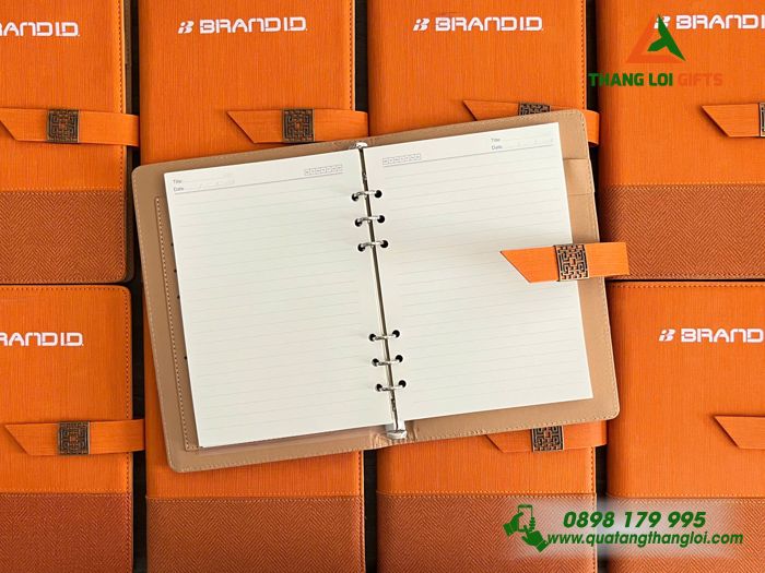 Sổ Tay Bìa Còng Màu Cam - In Logo Doanh Nghiệp BRAND ID