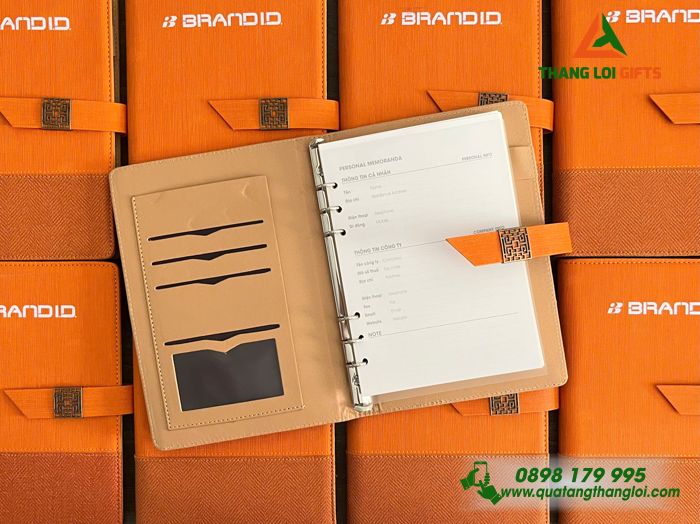 Sổ Tay Bìa Còng Màu Cam - In Logo Doanh Nghiệp BRAND ID