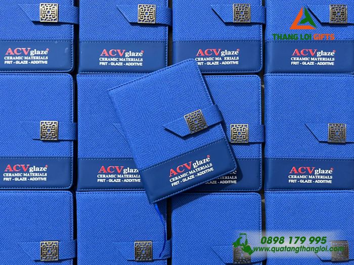 Sổ Tay Dán Gáy Mini Màu Xanh - In Logo Doanh Nghiệp ACV Glaze