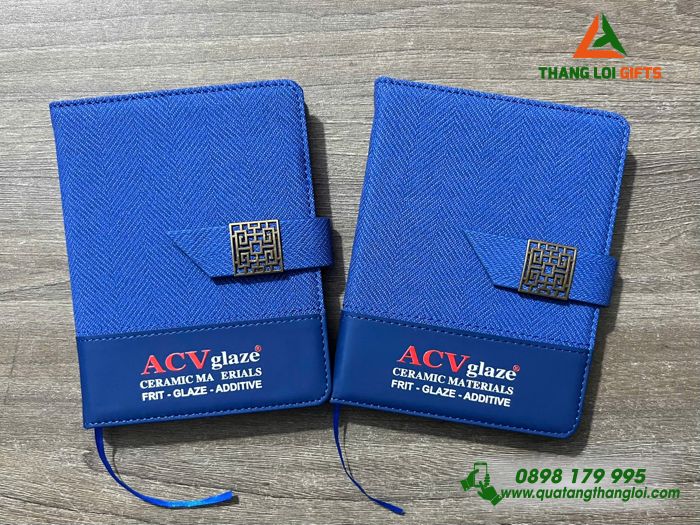 Sổ Tay Dán Gáy Mini Màu Xanh - In Logo Doanh Nghiệp ACV Glaze