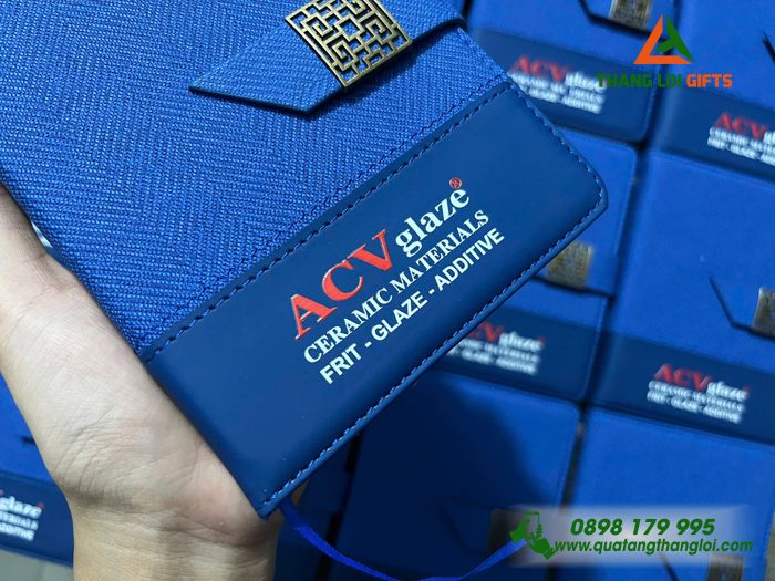 Sổ Tay Dán Gáy Mini Màu Xanh - In Logo Doanh Nghiệp ACV Glaze