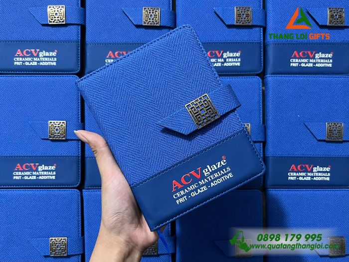 Sổ Tay Dán Gáy Mini Màu Xanh - In Logo Doanh Nghiệp ACV Glaze