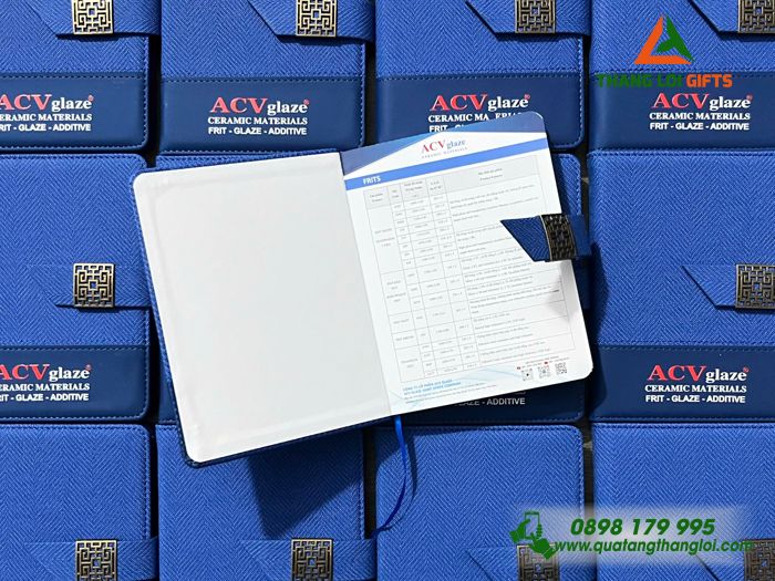 Sổ Tay Dán Gáy Mini Màu Xanh - In Logo Doanh Nghiệp ACV Glaze