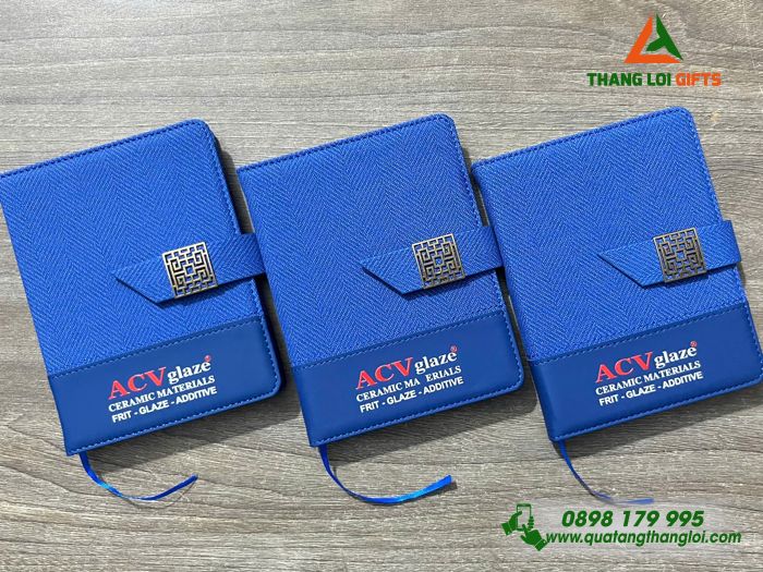 Sổ Tay Dán Gáy Mini Màu Xanh - In Logo Doanh Nghiệp ACV Glaze