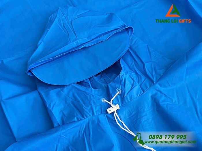 Áo Mưa Vải Rạng Đông Màu Xanh - In Logo Bảo Hiểm Xã Hội Việt Nam