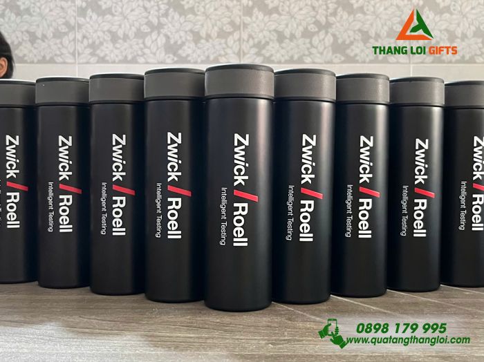 Bình Giữ Nhiệt Màu Đen Hiện Thị Đèn Led - In Logo Doanh Nghiệp Zwick Roell Group