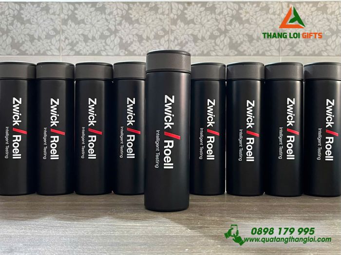 Bình Giữ Nhiệt Màu Đen Hiện Thị Đèn Led - In Logo Doanh Nghiệp Zwick Roell Group