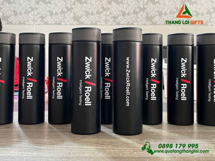 Bình Giữ Nhiệt Màu Đen Hiện Thị Đèn Led - In Logo Doanh Nghiệp Zwick Roell Group