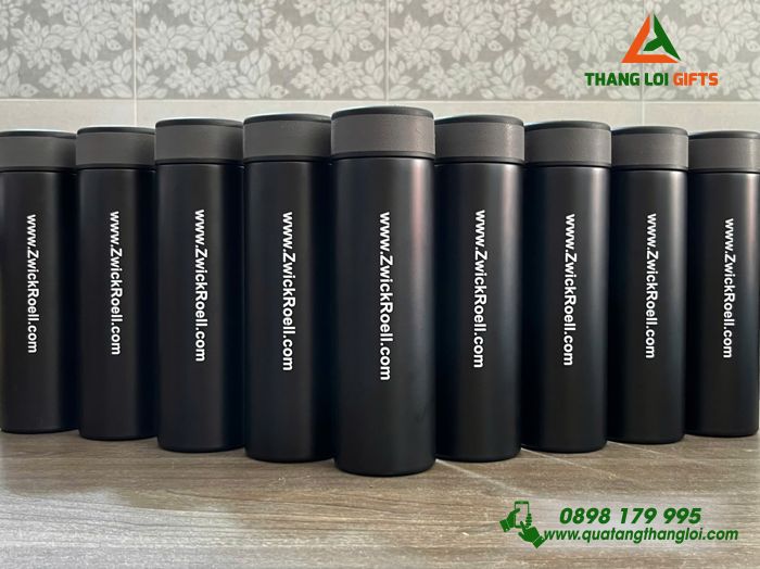 Bình Giữ Nhiệt Màu Đen Hiện Thị Đèn Led - In Logo Doanh Nghiệp Zwick Roell Group