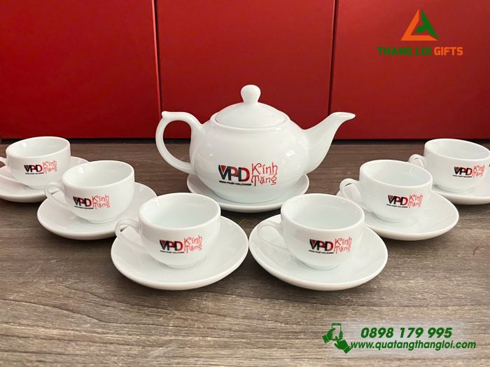 Bộ Ấm Trà Bát Tràng - In Logo Doanh Nghiệp Minh Phát Holdings