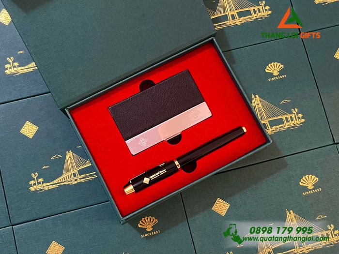 Bộ Quà Tặng Cao Cấp (Hộp Namecard & Bút Ký Parker) - In Khắc Logo Doanh Nghiệp Trung Sơn Pharmar 