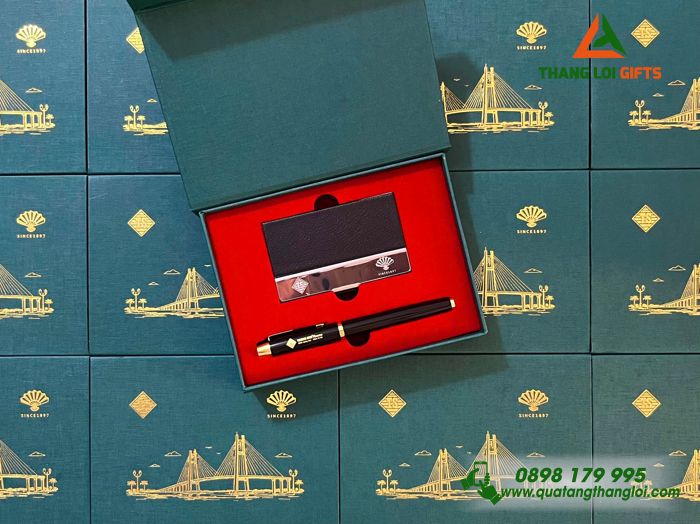Bộ Quà Tặng Cao Cấp (Hộp Namecard & Bút Ký Parker) - In Khắc Logo Doanh Nghiệp Trung Sơn Pharmar 