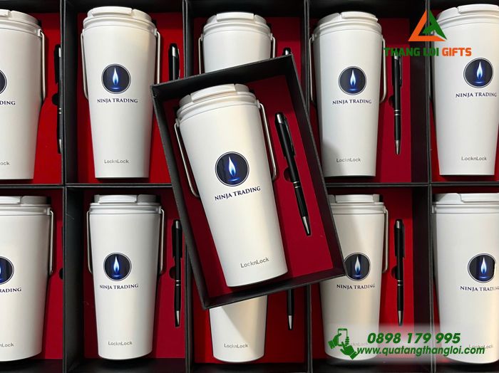 Bộ Quà Tặng (Ly Lock & Bút) - In Khắc Logo Doanh Nghiệp NINJA TRADING