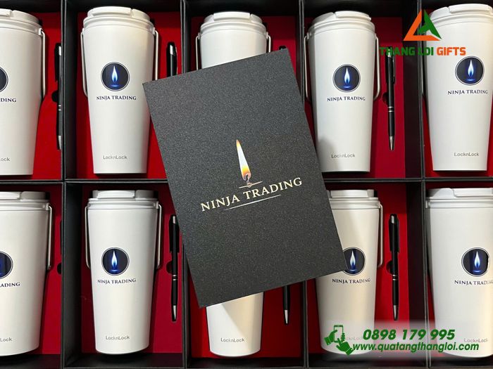 Bộ Quà Tặng (Ly Lock & Bút) - In Khắc Logo Doanh Nghiệp NINJA TRADING