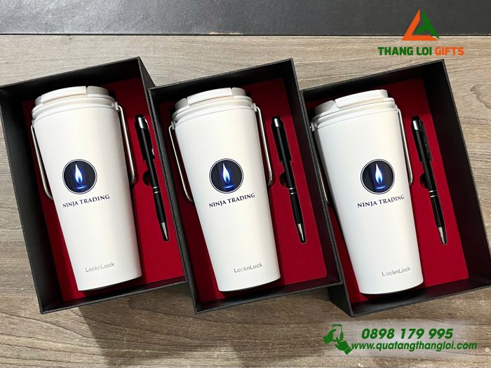 Bộ Quà Tặng (Ly Lock & Bút) - In Khắc Logo Doanh Nghiệp NINJA TRADING