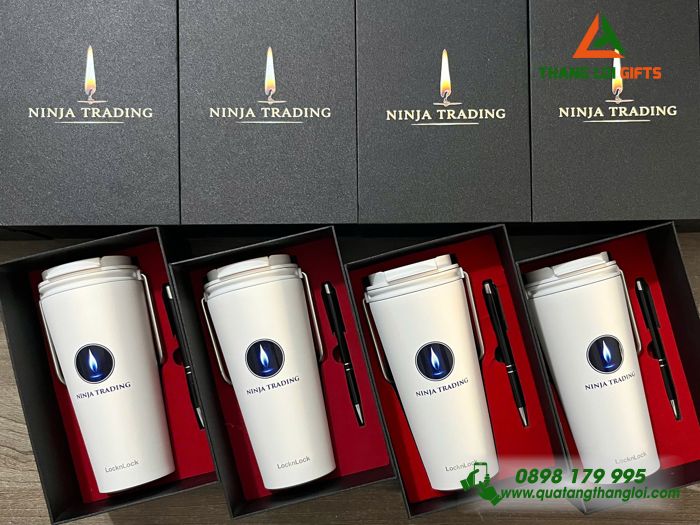 Bộ Quà Tặng (Ly Lock & Bút) - In Khắc Logo Doanh Nghiệp NINJA TRADING