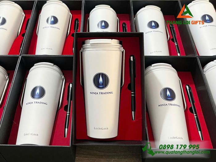 Bộ Quà Tặng (Ly Lock & Bút) - In Khắc Logo Doanh Nghiệp NINJA TRADING