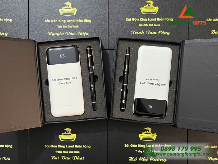 Combo Quà Tặng (Pin Sạc & Bút Ký) - In Khắc Logo Doanh Nghiệp Sài Gòn King Land