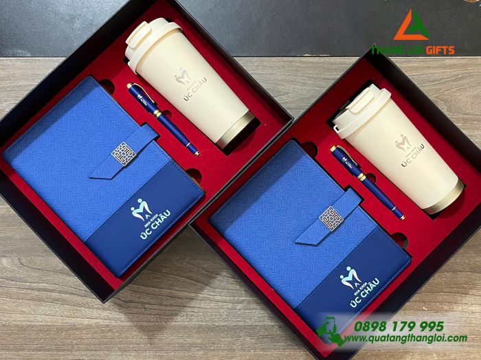 Giftset Bộ Quà Tặng (Sổ+ Ly+ Bút) - In Khắc Logo Nha Khoa Úc Châu