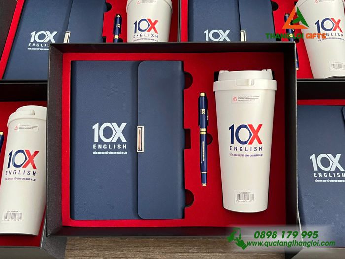 Giftset Bộ Quà Tặng (Sổ+ Ly Lock+ Bút) - In Khắc Logo Trung Tâm Tiếng Hàn 10X