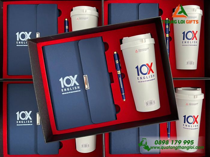 Giftset Bộ Quà Tặng (Sổ+ Ly Lock+ Bút) - In Khắc Logo Trung Tâm Tiếng Hàn 10X