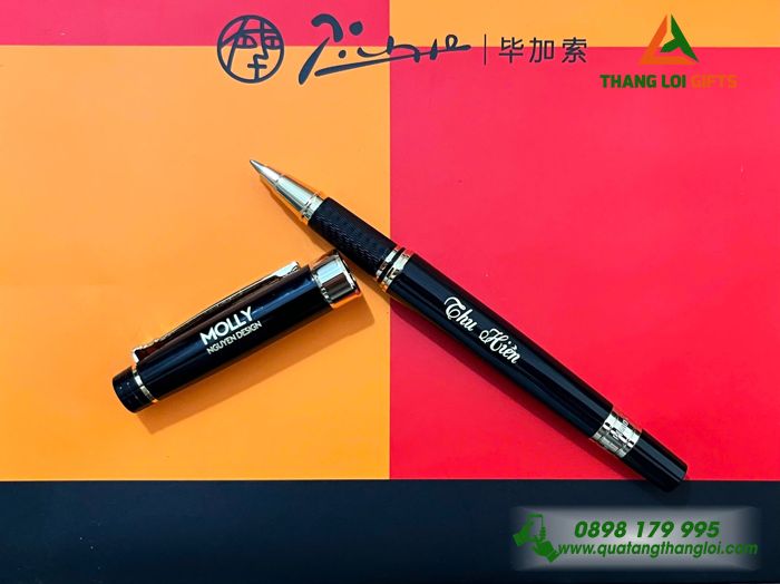 Bút Ký Cao Cấp Picasso Màu Đen Khoen Vàng - Khắc Logo Doanh Nghiệp MOLLY Nguyen Design