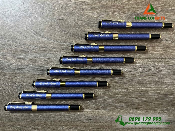 Bút Ký Kim Loại Màu Xanh Khoen Cài Hình Đầu Rồng - Khắc Tên Làm Quà Tặng Nhân Viên