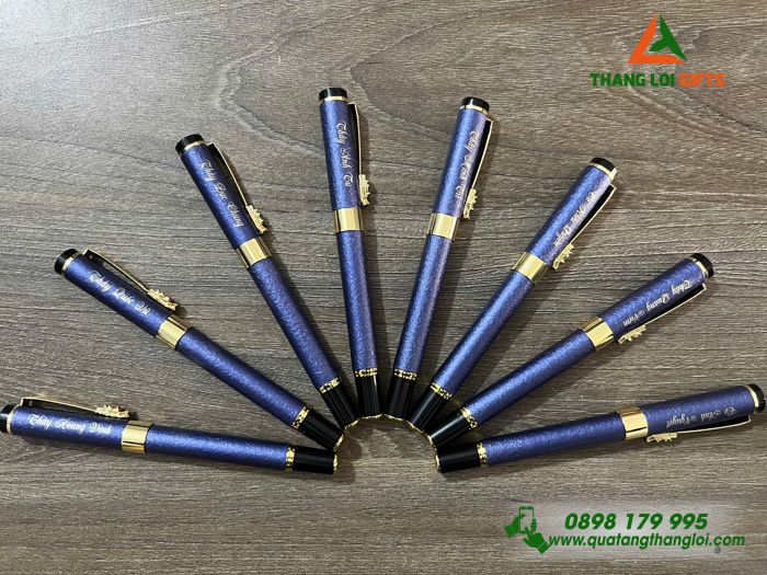 Bút Ký Kim Loại Màu Xanh Khoen Cài Hình Đầu Rồng - Khắc Tên Làm Quà Tặng Nhân Viên