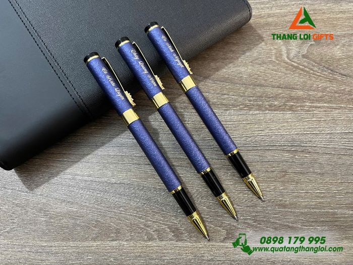 Bút Ký Kim Loại Màu Xanh Khoen Cài Hình Đầu Rồng - Khắc Tên Làm Quà Tặng Nhân Viên