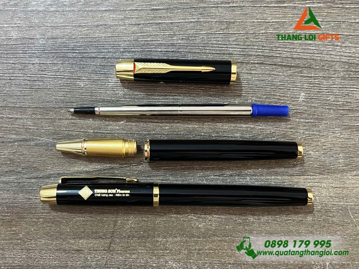 Bút Ký Kim Loại Parker Màu Đen Khoen Vàng - Khắc Logo Doanh Nghiệp Trung Sơn Pharma