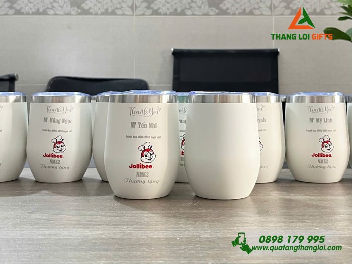 Ly Giữ Nhiệt 350ml - In Khắc Tên Logo Cửa Hàng Jollibee