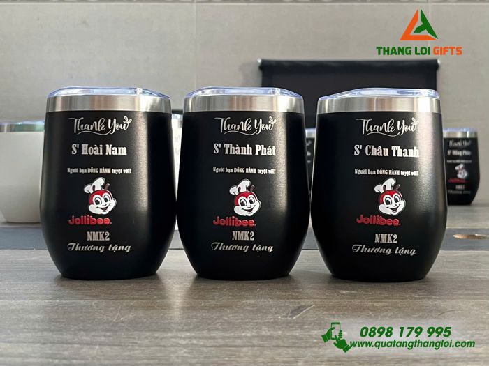 Ly Giữ Nhiệt 350ml Màu Đen - In Khắc Logo Jollibee