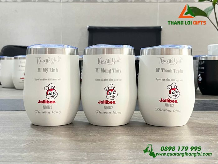 Ly Giữ Nhiệt 350ml - In Khắc Tên Logo Cửa Hàng Jollibee