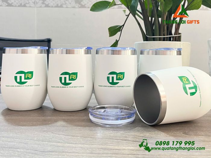 Ly Giữ Nhiệt 350ml Màu Trắng - In Khắc Logo Doanh Nghiệp Thành Long