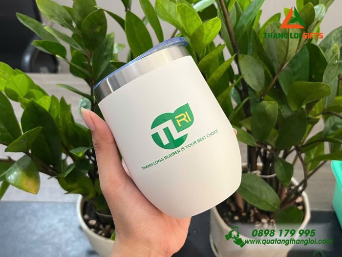 Ly Giữ Nhiệt 350ml Màu Trắng - In Khắc Logo Doanh Nghiệp Thành Long