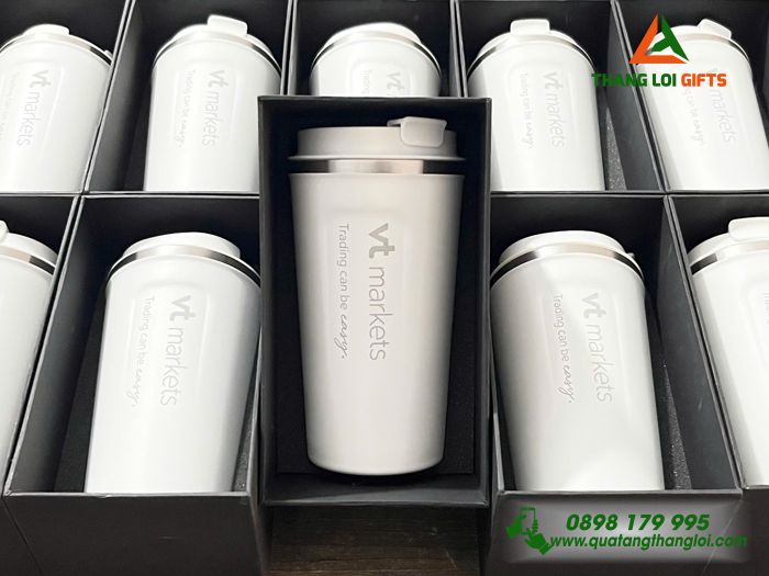 Ly Giữ Nhiệt 510ml Màu Trắng - Khắc Logo Doanh Nghiệp VT Markets