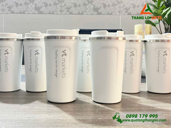 Ly Giữ Nhiệt 510ml Màu Trắng - Khắc Logo Doanh Nghiệp VT Markets