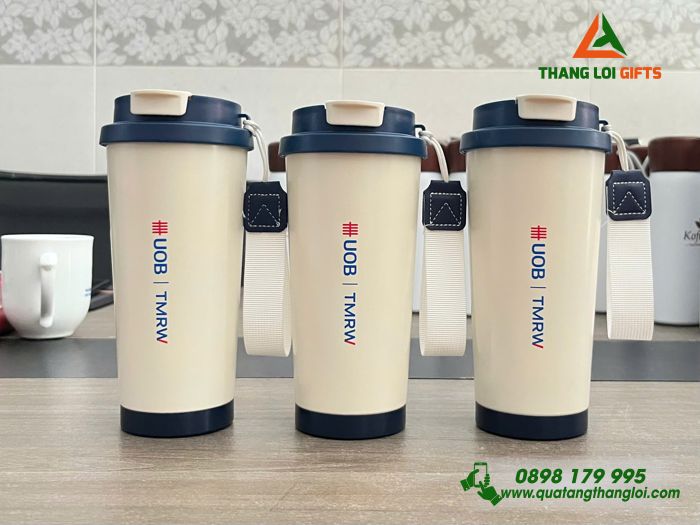 Ly Giữ Nhiệt 530ml Nắp Xanh - In Logo Ngân Hàng UOB