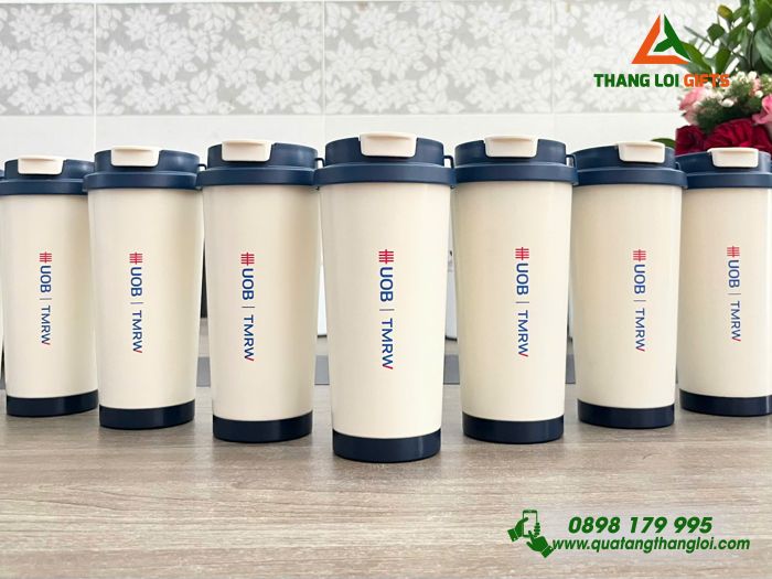 Ly Giữ Nhiệt 530ml Nắp Xanh - In Logo Ngân Hàng UOB