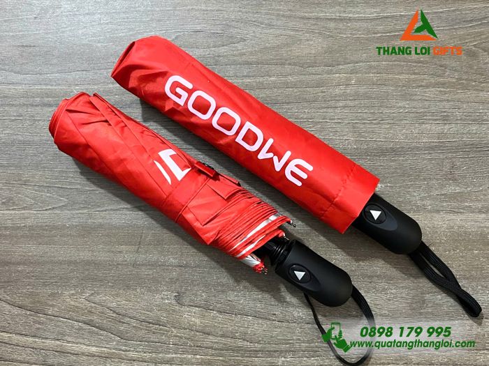 Ô Dù Cầm Tay Gập 3 Màu Đỏ - In Logo Doanh Nghiệp GOODWE