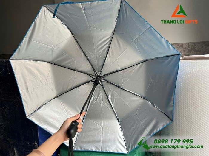 Ô Dù Cầm Tay Gập 3 Màu Xanh Dương - In Logo Bảo Hiểm Xã Hội Việt Nam