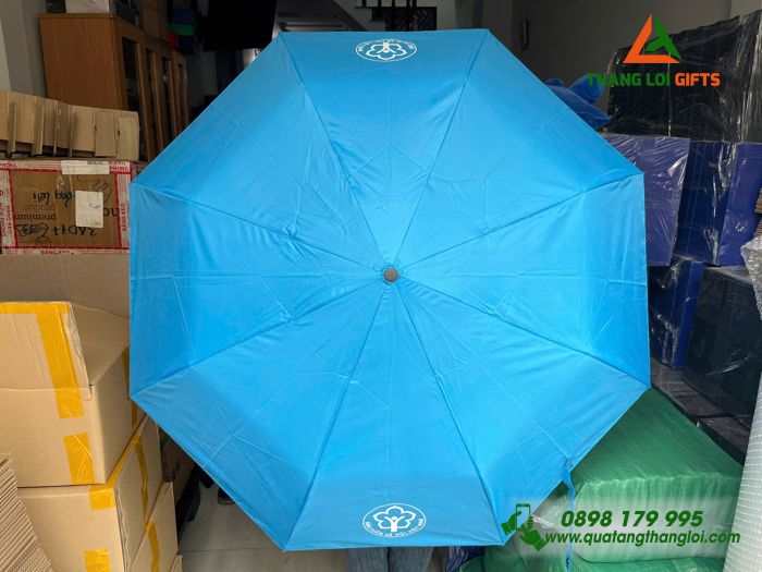 Ô Dù Cầm Tay Gập 3 Màu Xanh Dương - In Logo Bảo Hiểm Xã Hội Việt Nam