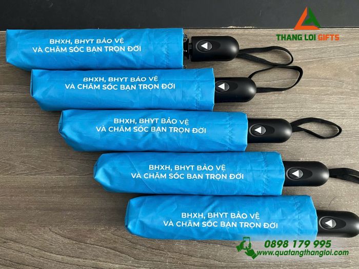 Ô Dù Cầm Tay Gập 3 Màu Xanh Dương - In Logo Bảo Hiểm Xã Hội Việt Nam