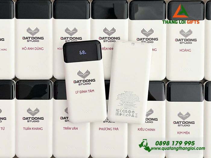 Pin Sạc Dự Phòng Hoco 10.000mAh Màu Trắng - In Logo Doanh Nghiệp Đất Đồng STUDIO