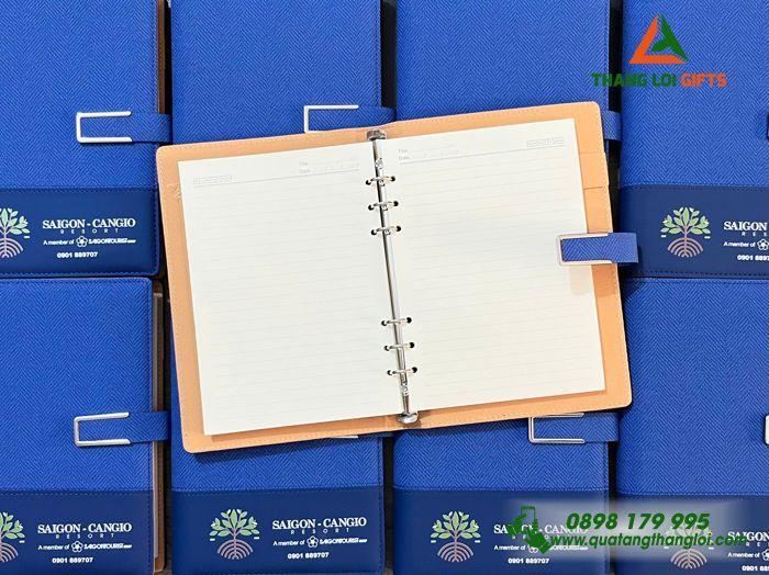 Sổ Da Bìa Còng Màu Xanh - In Logo Doanh Nghiệp Sài Gòn Cần Giờ Resort