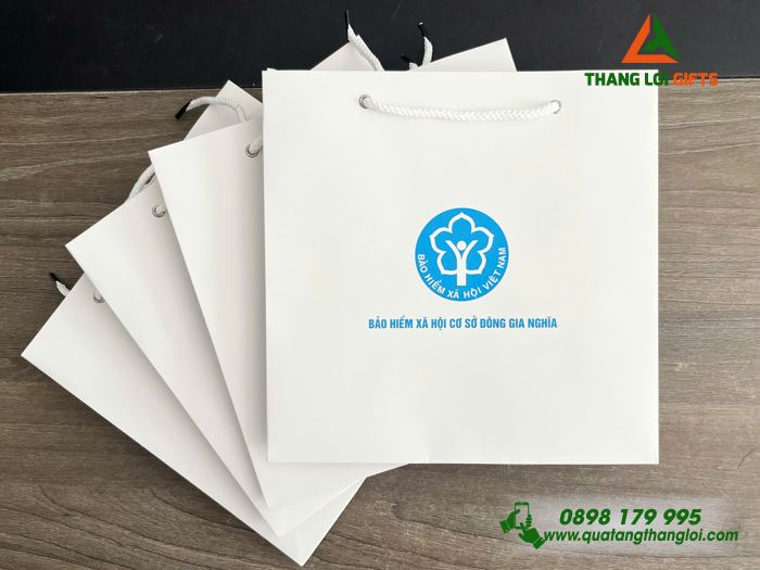 Túi Giấy Couche Màu Trắng - In Logo Bảo Hiểm Xã Hội Việt Nam