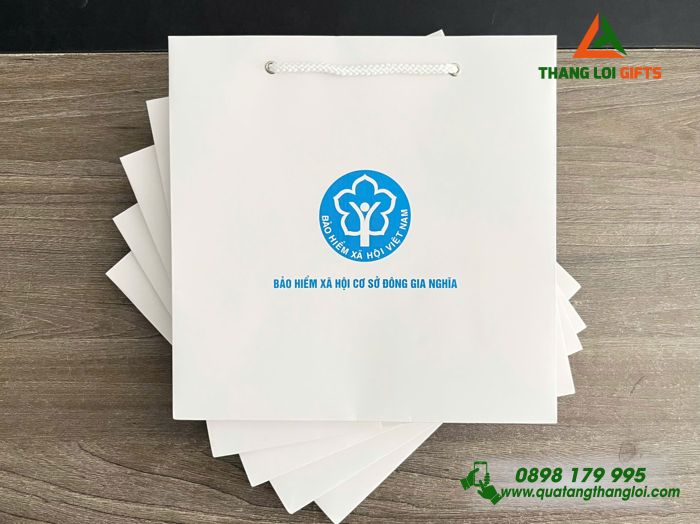 Túi Giấy Couche Màu Trắng - In Logo Bảo Hiểm Xã Hội Việt Nam