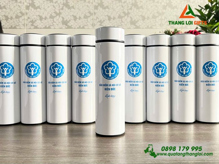 Bình Giữ Nhiệt 500ml Màu Trắng - In Logo Bảo Hiểm Xã Hội Việt Nam