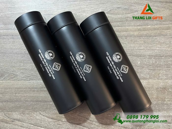 Bình Giữ Nhiệt 500ml Màu Đen - Khắc Logo Trường THPT Lý Thường Kiệt